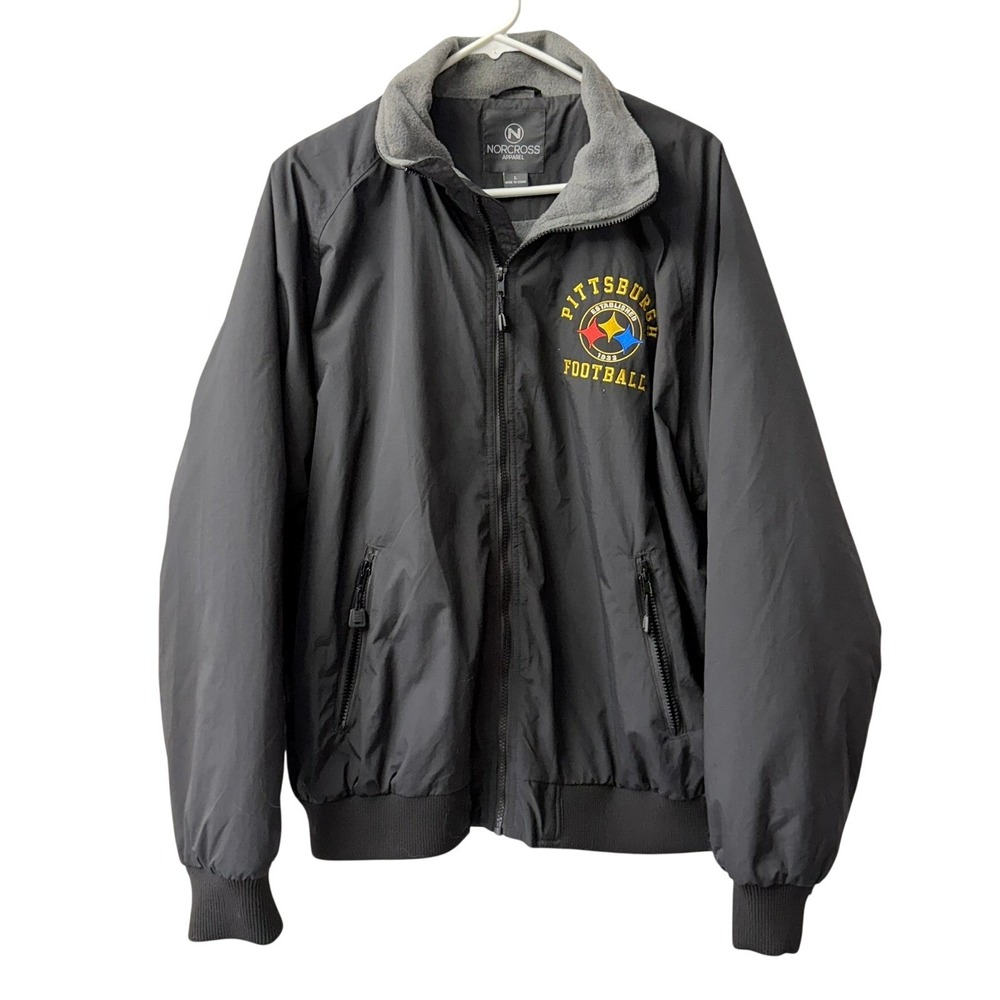 Norcross Apparel Jacket Mens L Black Pittsburgh Steelers Football Fleece Lined